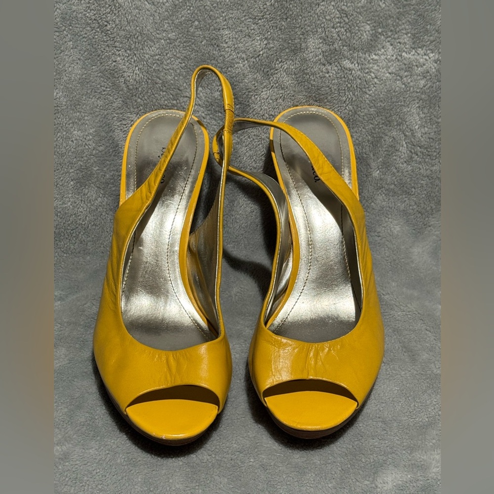 Yellow Peep Toe Slingback Heels